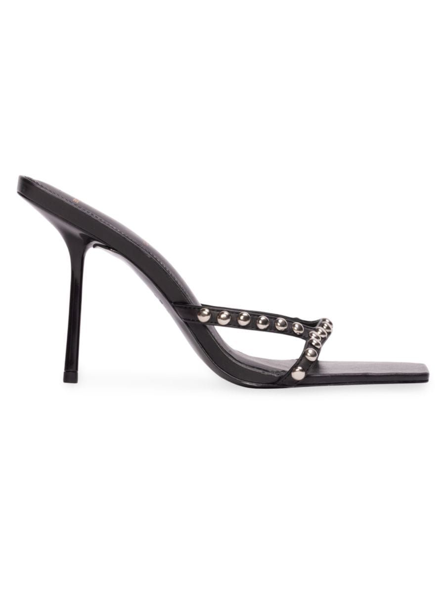 Black Suede StudioLeo 95MM High Heel Sandals | Saks Fifth Avenue