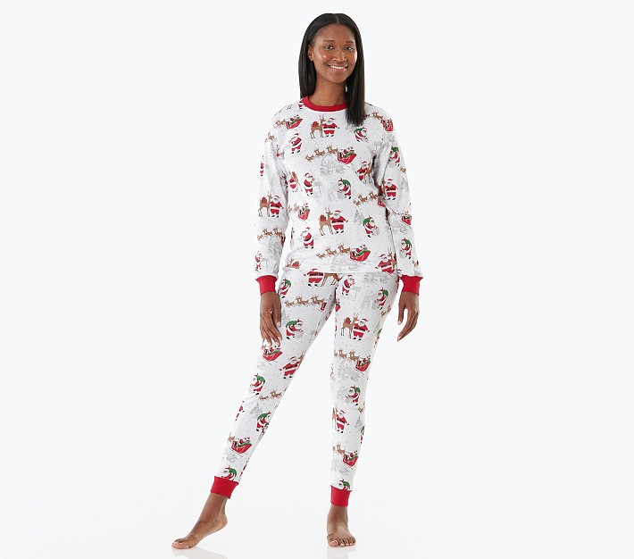 Adult Heritage Santa Organic Pajama Set | Pottery Barn Kids