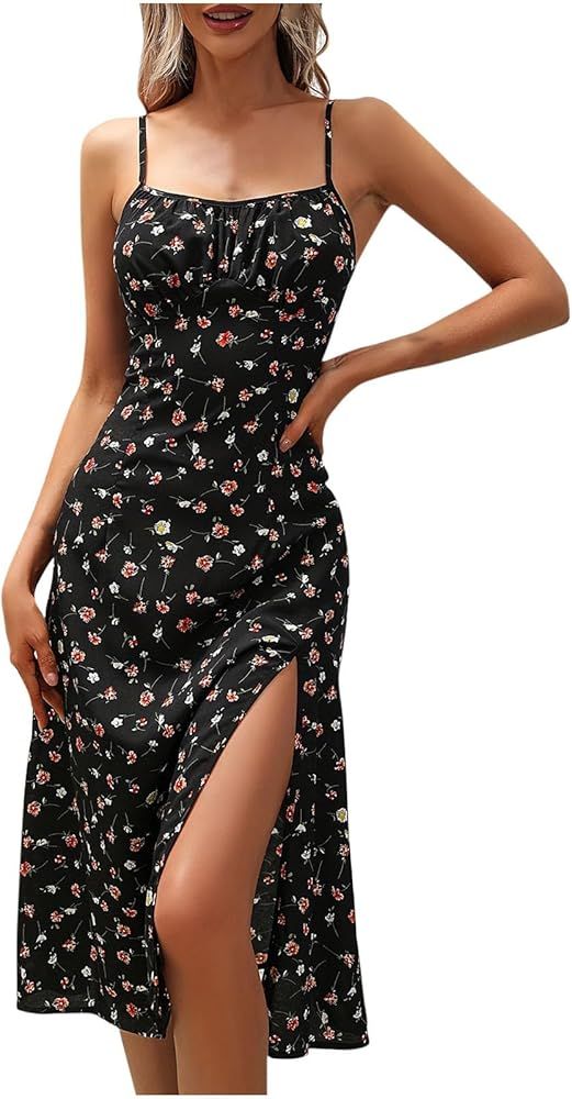 Milkmaid Dress Women Sexy Slip Renaissance Dress Split Floral Coquette Corset Dress Summer Dresse... | Amazon (US)