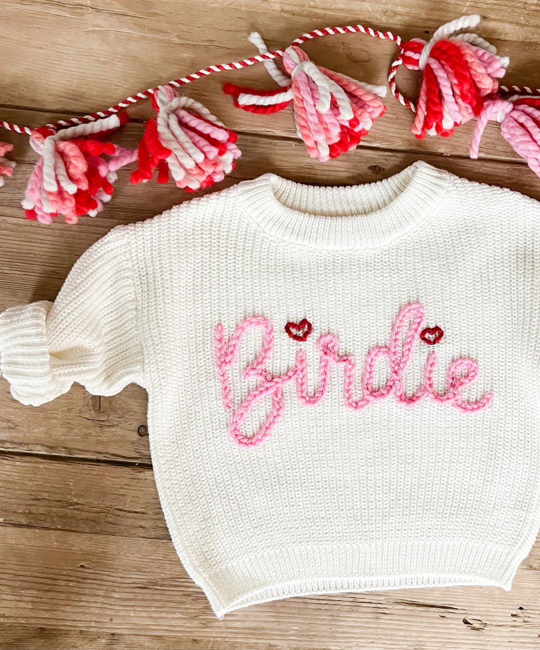 Personalized Hand Embroidered Valentine's Day Baby and - Etsy | Etsy (US)