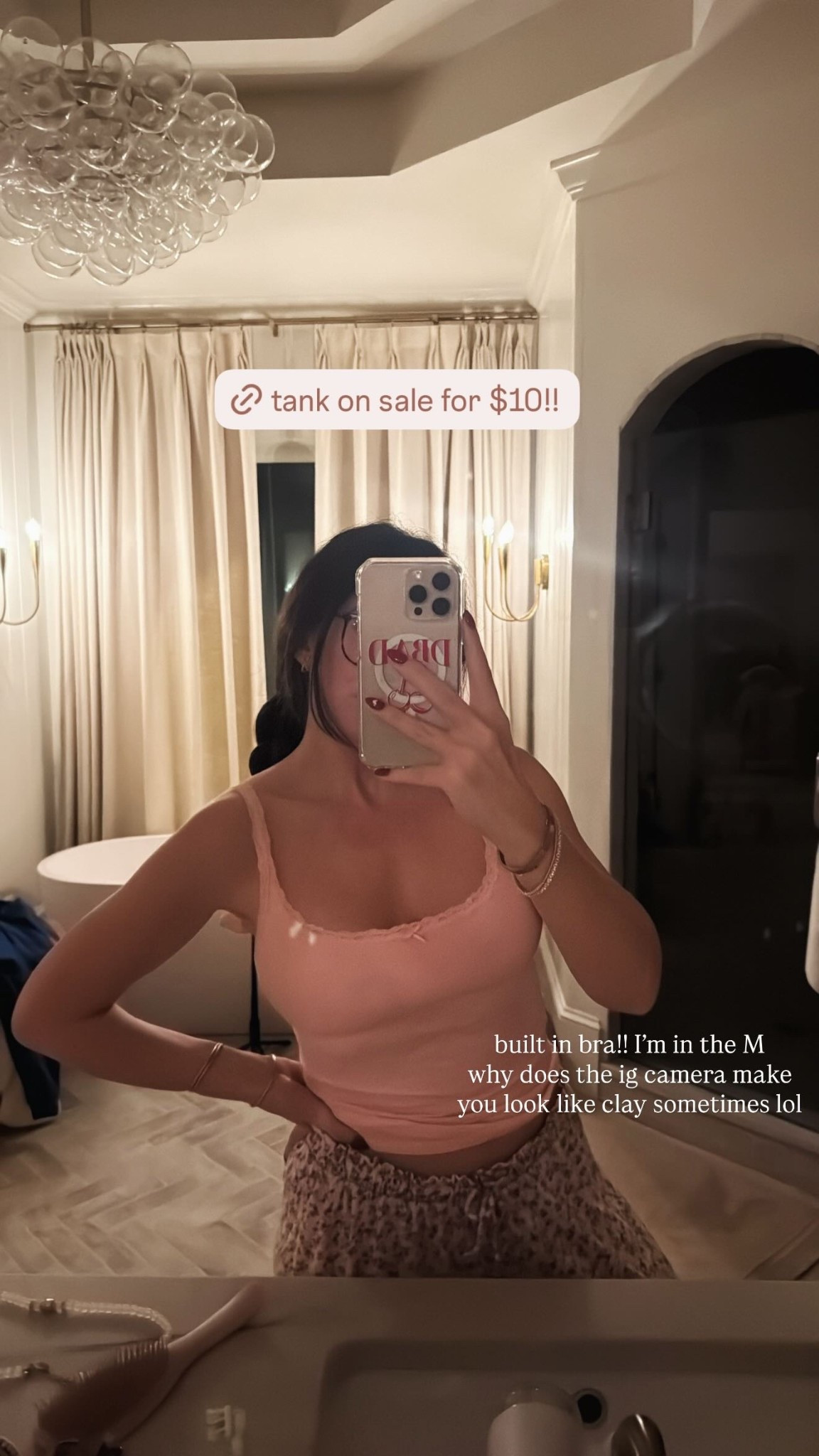 built in bra!! I’m in the M 
why does the ig camera make you look like clay sometimes lol