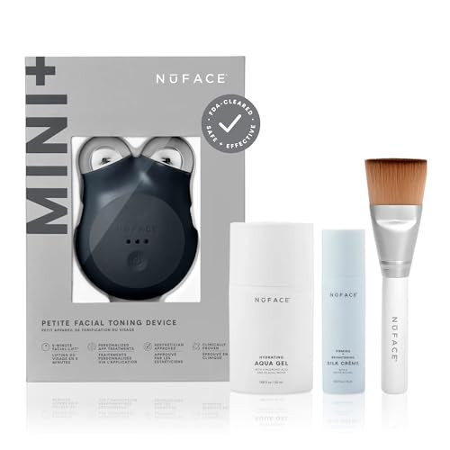 NuFACE MINI+ Microcurrent Facial Device Kit - FDA Cleared Face Sculpting & Skin Tightening Device to Contour, Lift & Tone + Microcurrent Gel Activator & Silk Creme - Midnight Black | Amazon (US)