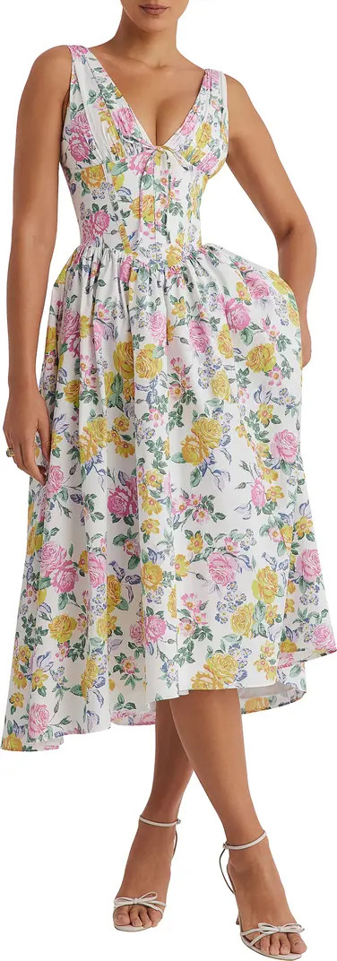 HOUSE OF CB Emmelina Floral Cotton Blend Dress | Nordstrom | Nordstrom