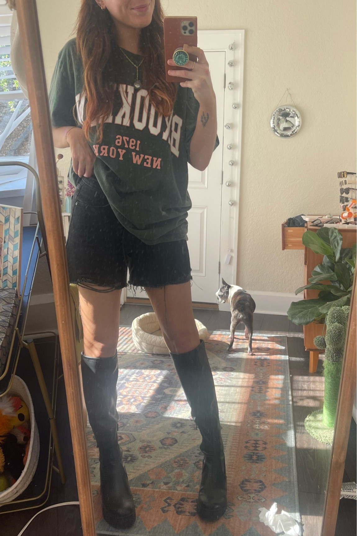Brooklyn oversized t shirt with distressed black shorts and knee high black leather chunky boots. 


#LTKFindsUnder100 #LTKSaleAlert #LTKFindsUnder50
