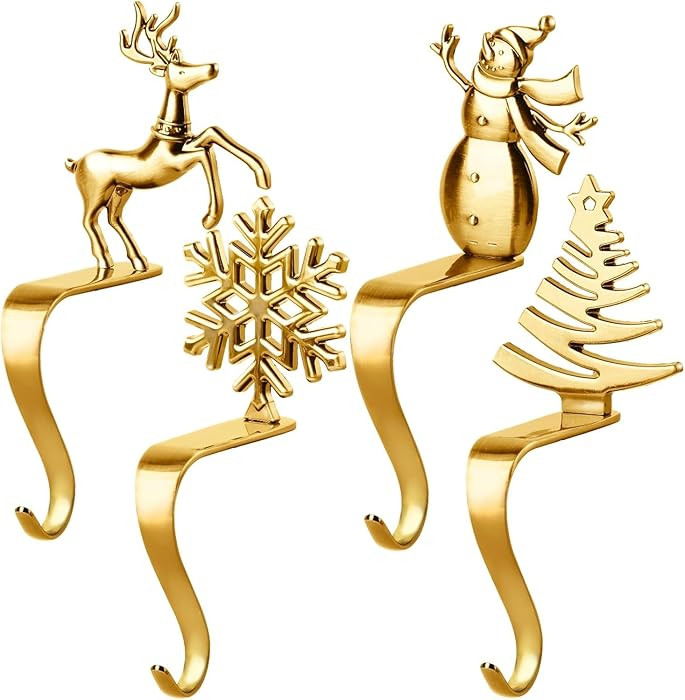 Fonder Mols Christmas Stocking Holders for Mantle, Xmas Fireplace Hanger Hooks Metal Grips Clips ... | Amazon (US)