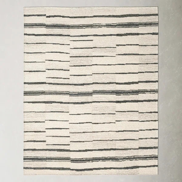 Rune Handmade Wool Beige/Charcoal Rug | Wayfair North America