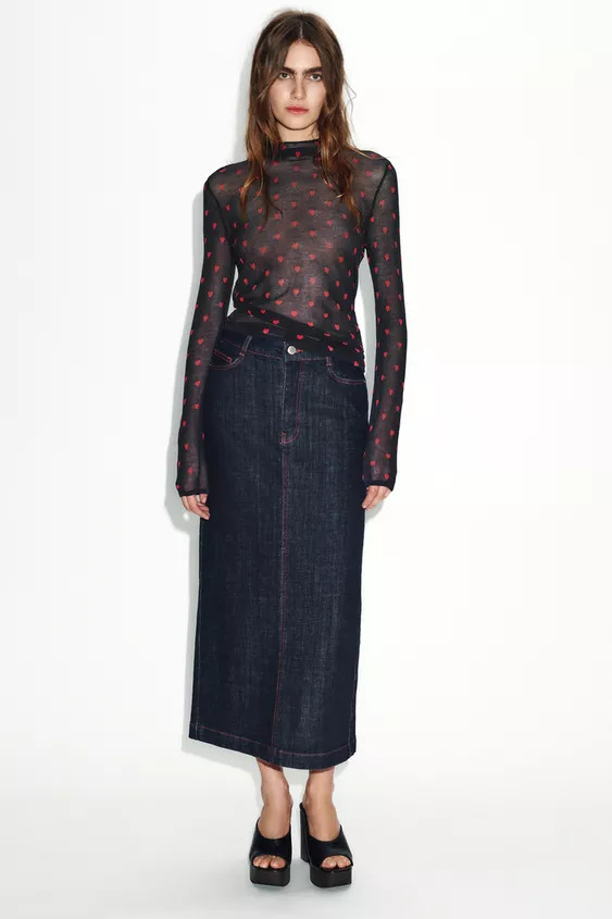 Z1975 MIDI DENIM SKIRT | Zara US