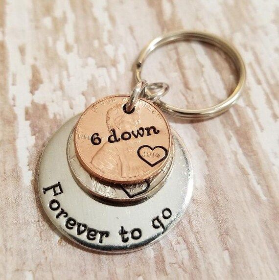 6 Years Down & Forever To Go 6th Anniversary Key Chain w/ Heart Stamp on a 2014 Nickel and Penny ... | Etsy (US)