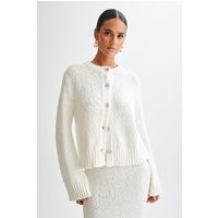 Moira Oversized Boucle Cardigan - White | MESHKI US