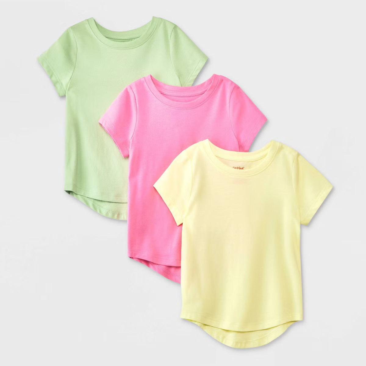 Toddler Girls' 3pk Polka Dots Short Sleeve T-Shirt - Cat & Jack™ Pink/Green/Yellow | Target