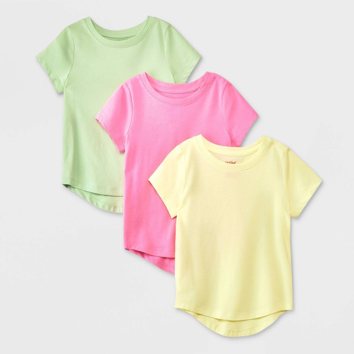 Toddler Girls' 3pk Polka Dots Short Sleeve T-Shirt - Cat & Jack™ Pink/Green/Yellow | Target