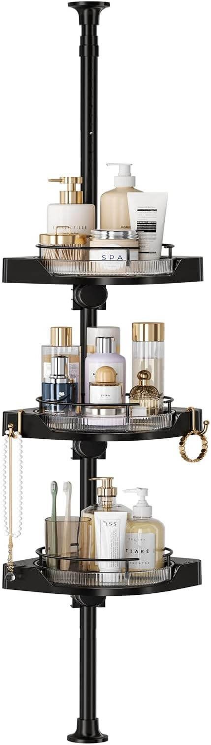 YCIA&DONE Corner Shower Caddy Tension Pole, Rotating Shower Organizer for Bathroom Shelf Bathtub,... | Amazon (US)