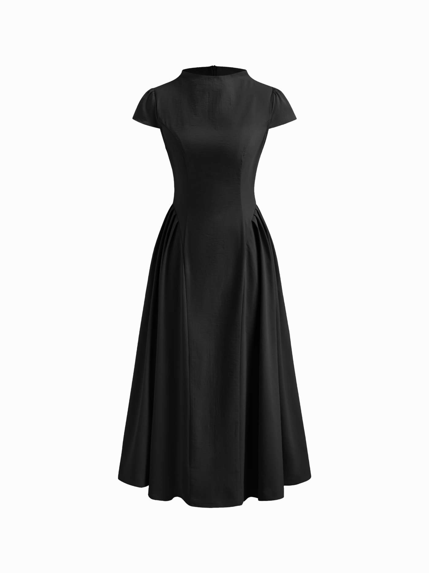 High Neck Ruffle Zipper Midi Dress | Cider