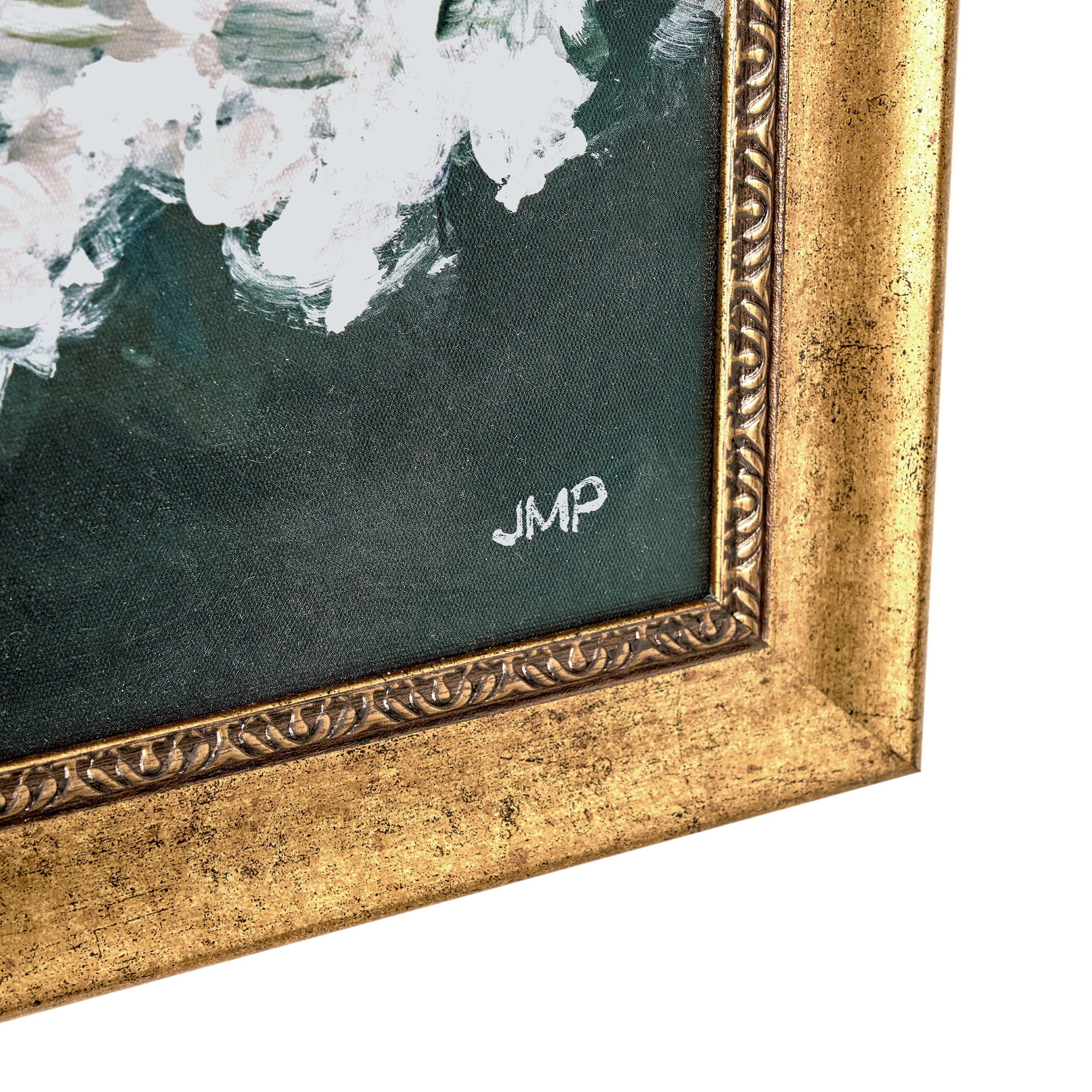 Beautiful Spring Beauty White Floral Wall Art – Brush Texture Print in Antique Gold Frame – E... | Walmart (US)