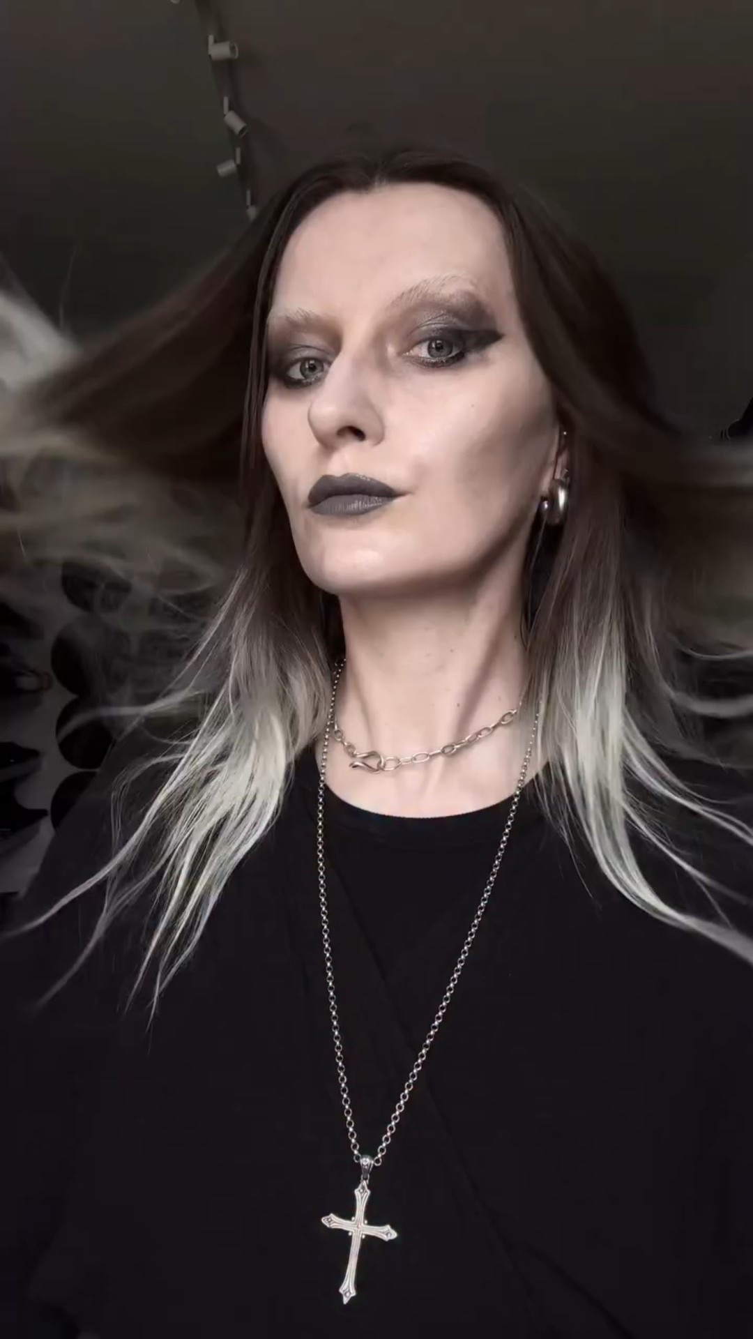 Yes, I do my foundation after the eye makeup – I know it’s unconventional, but with dark shadows there’s always fallout, no matter how careful I am.
Since I don’t use heavy coverage anyway, this method just works for me. The foundation adds the perfect subtle pale tone without looking cakey – super wearable for everyday.

And this lip? It’s the Lipstick by @blackmooncosmetics – still my ride or die 🖤

All products are linked in my LTK 

#beautytutorial #makeup #softgoth #gothmakeup #grungemakeup #grungeasthetic #darkaesthetic #blackmoon