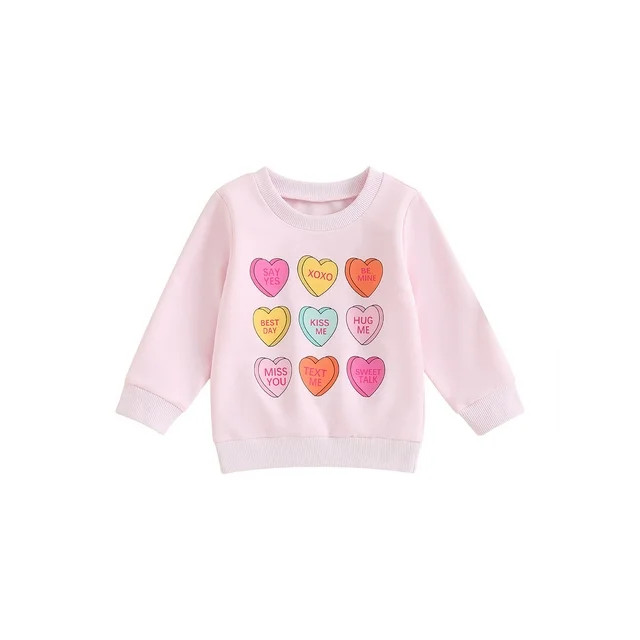 Toddler Baby Girl Boy Valentines Day Outfit Long Sleeve Crewneck  Sweatshirt Oversized Pullovers ... | Walmart (US)