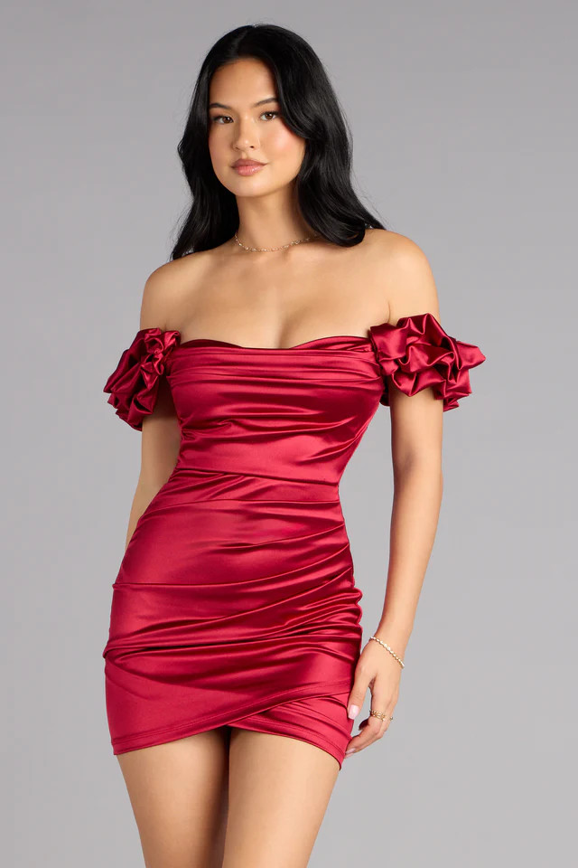 Kathrin Satin Off-The-Shoulder Mini Dress | Windsor Stores