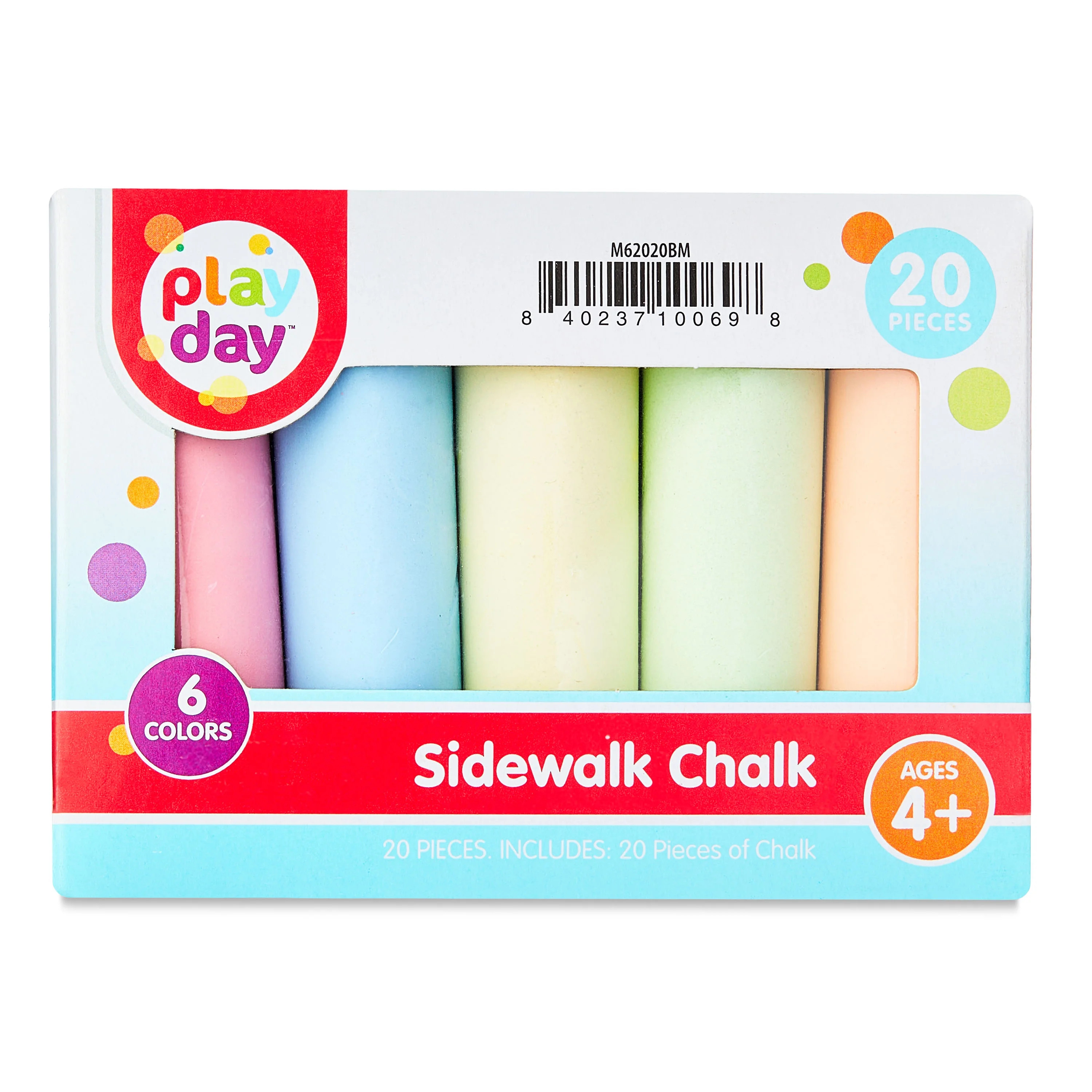 Play Day Washable Sidewalk Chalk, 20 Pieces, Assorted Colors. | Walmart (US)
