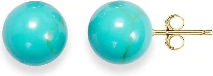 14K Yellow Gold Turquoise Ball Stud Earrings | Nordstrom Rack