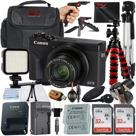 Canon PowerShot G7 X Mark III Digital Camera (Black) with SanDisk 32GB Memory Card + Case + Tripod + SV Premium Accessory Bundle (International Version) | Walmart (US)