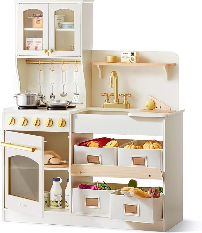Tiny Land Play Kitchen for Kids, Wooden Toy Kitchen Set with Storage & Accessories, Toddler Kitch... | Amazon (US)