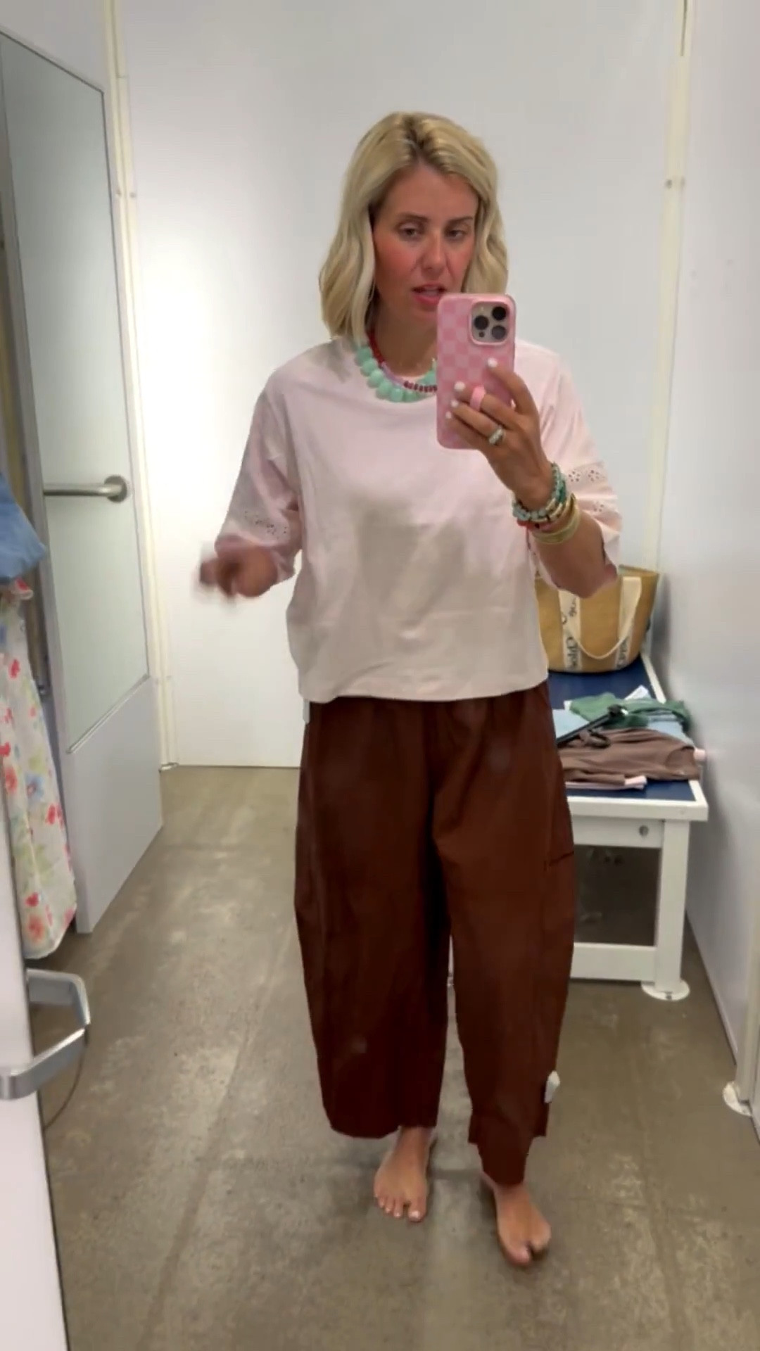 Oh I love a barrel pant and this lace trimmed tee is so good! I’m wearing xs tee and small (need xs) pants.  
*Use my Loopy code mixandmatchmadness 
*Use my A+B code Catherine20

#LTKstorytime #LTKSeasonal #LTKSaleAlert