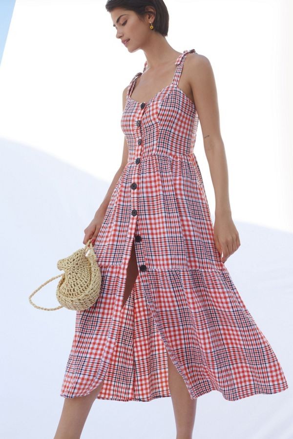 UO Positano Tie-Shoulder Midi Dress | Urban Outfitters (US and RoW)