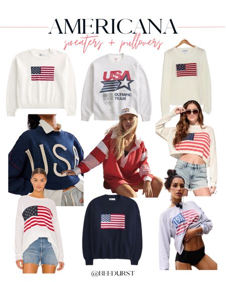 Cute Americana pullovers and sweaters for the Fourth of July and to support Team USA in the Olympics! American flag sweater, Americana sweater, American flag crewneck, Americana pullover, USA pullover, USA sweater, flag sweatshirt, USA sweatshirt, striped sweatshirt, rugby sweatshirt, Olympics sweatshirt, Americana top, white American flag sweater, navy American flag sweater, lightweight sweater 

#LTKStyleTip #LTKSeasonal #LTKParties