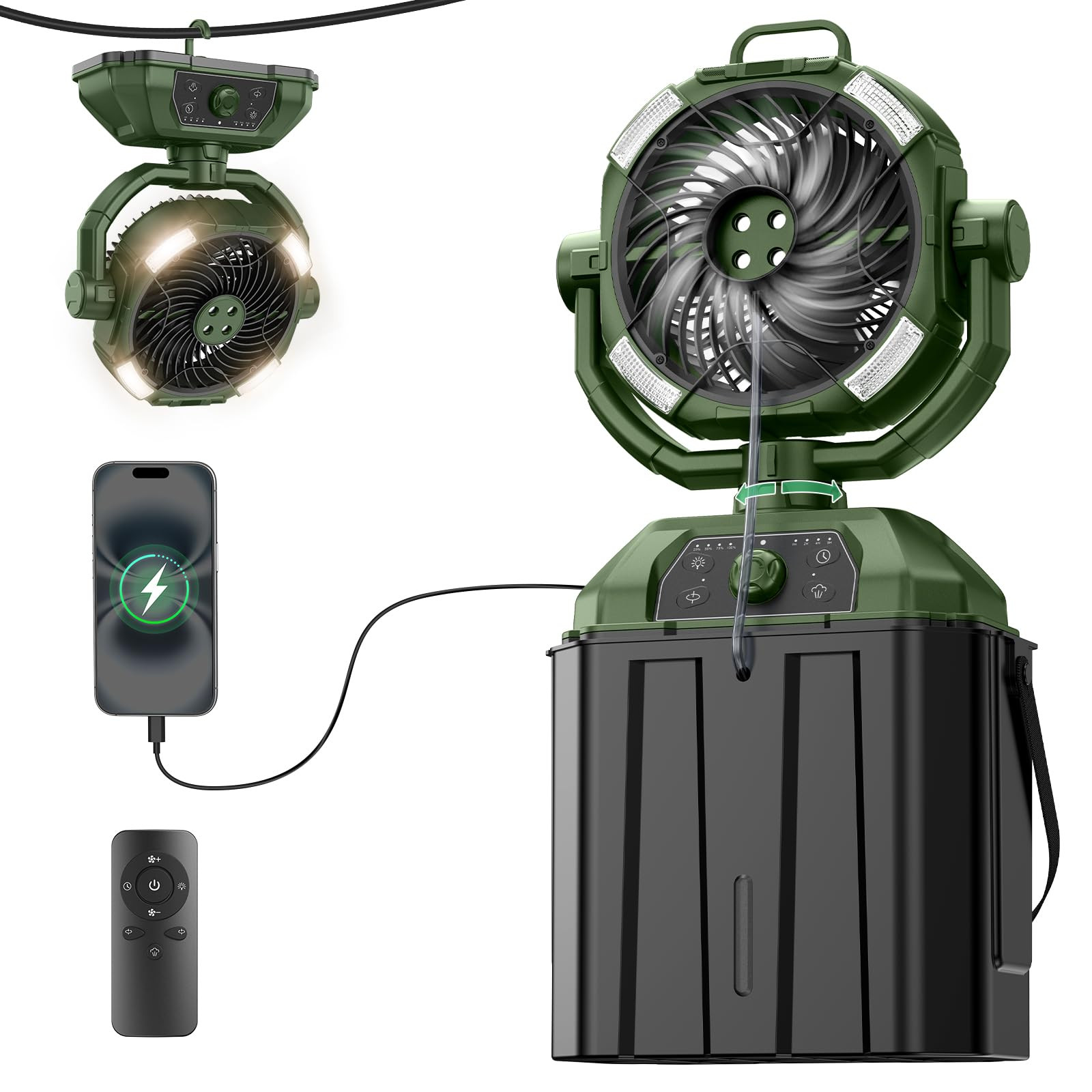 Unique Design Misting Fans Protable 3 LED Light Outdoor Fans for Patio 6L Bucket Humidifier Spray... | Amazon (US)