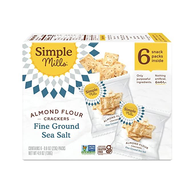 Simple Mills Almond Flour Crackers, Fine Ground Sea Salt Snack Packs - Gluten Free, Vegan, Health... | Amazon (US)