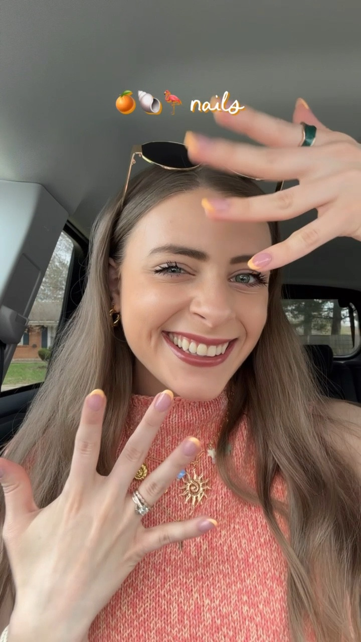 Reel 4/4/25

Spring nail inspo, orange creamsicle nails, light orange nail polish diy at home nails, chunky gold jewelry, affordable Amazon jewelry, twisted gold hoop earrings, colorful charm necklace, summer shell beach turtle conch crab lobster fish charm necklace custom, trendy oval sunglasses, orange mock neck tank top, 20s style, 20 something wardrobe style, barrel overalls, light pink hoodie sweatshirt, floral headband, stretchy headbands, fun colorful headband, headband hairstyle ideas long hair, spring color palette, blonde hair blue eyes color palette 

#LTKSeasonal #LTKStyleTip #LTKBeauty