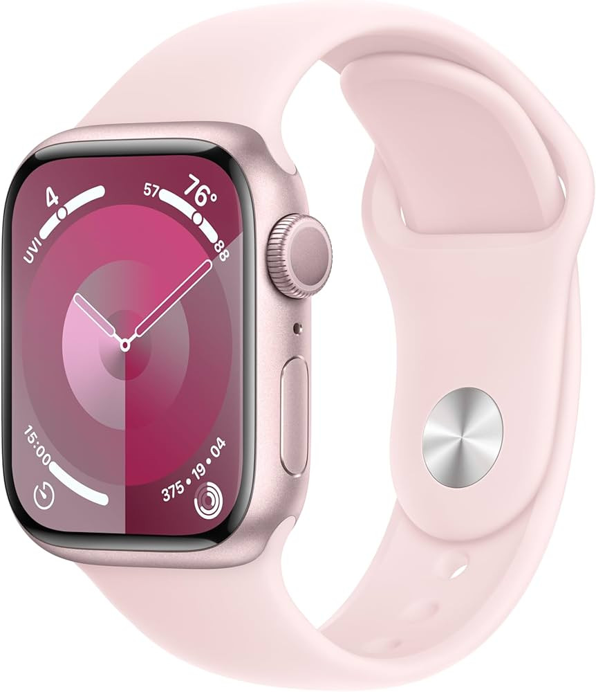 Apple Watch Series 9 [GPS 41mm] Smartwatch with Pink Aluminum Case with Light Pink Sport Band M/L... | Amazon (US)
