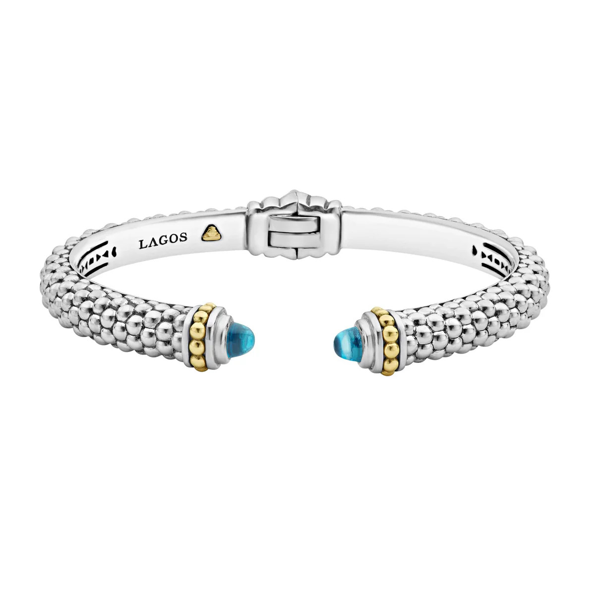 Caviar Color Swiss Blue Topaz Cuff Bracelet 8mm | LAGOS