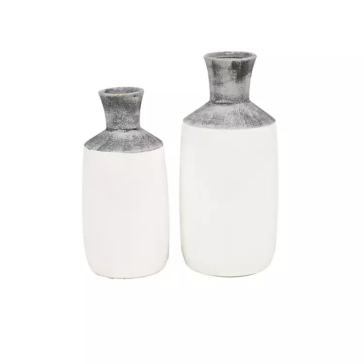 Distressed Two-Tone Stoneware Vases, Set of 2 | Kirkland's Home