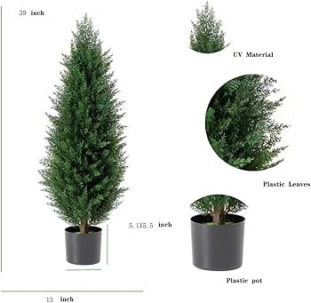 3.2-FT UV Rated -Cedar Trees Artificial-Artificial Trees for Outdoors -Faux Plants Outdoor - Perf... | Amazon (US)