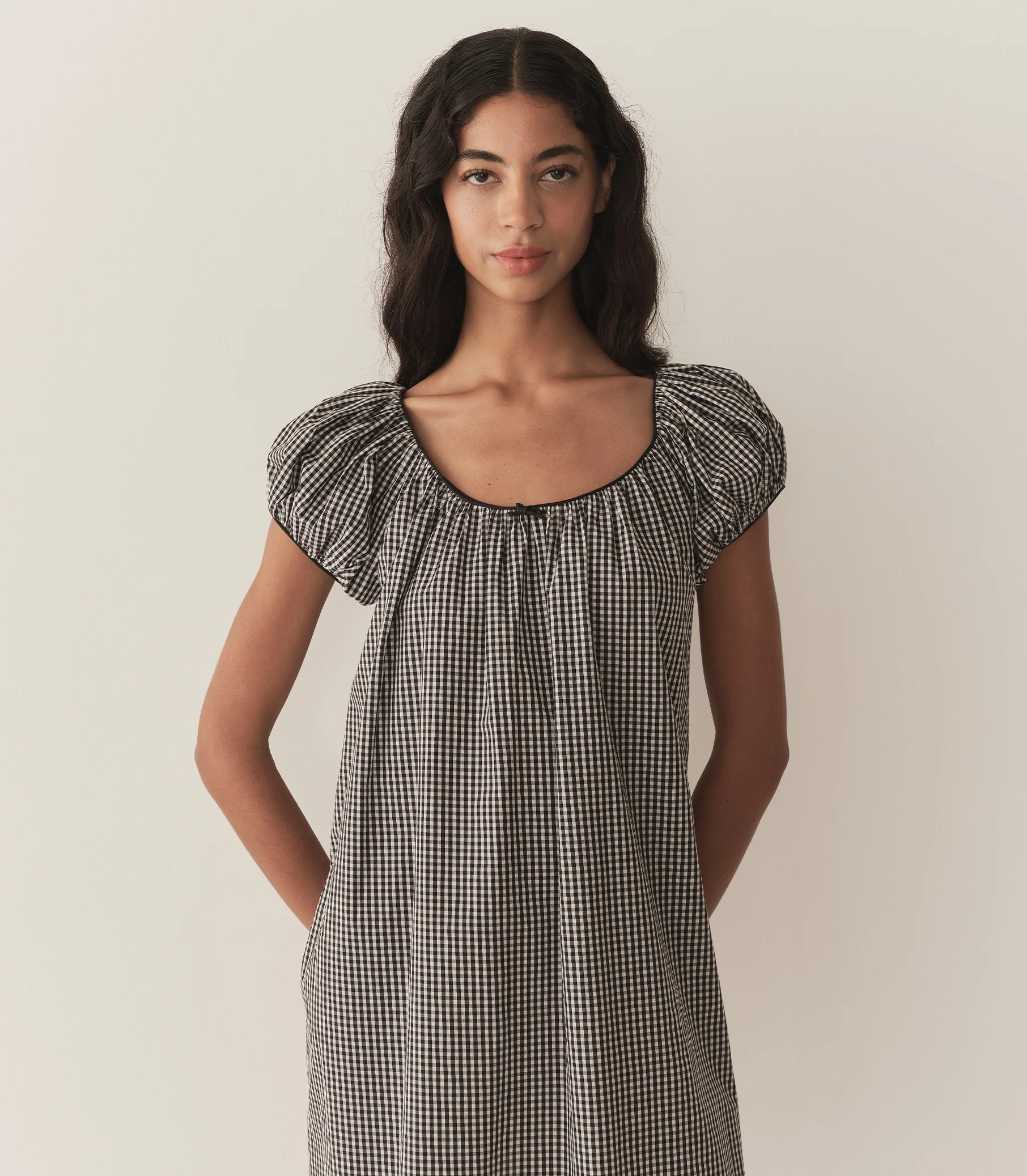 Julia Dress - Noir La Maddalena Gingham | DÔEN | DOEN