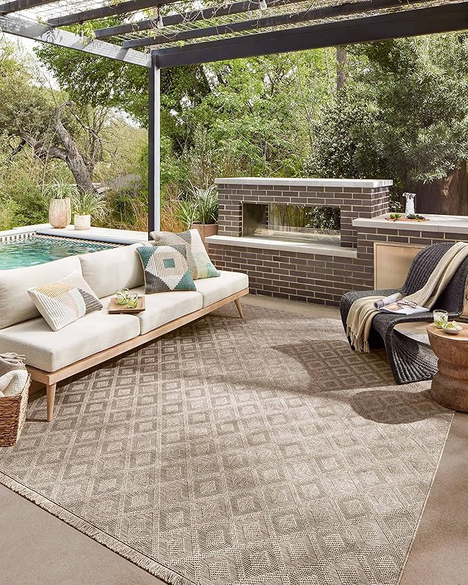 Loloi II Dawn Collection Indoor/Outdoor DAW-07 Light Brown 5'-1" x 7'-7" Area Rug | Amazon (US)