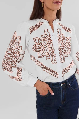 Sabrina Ivory Embroidered Top | Avara