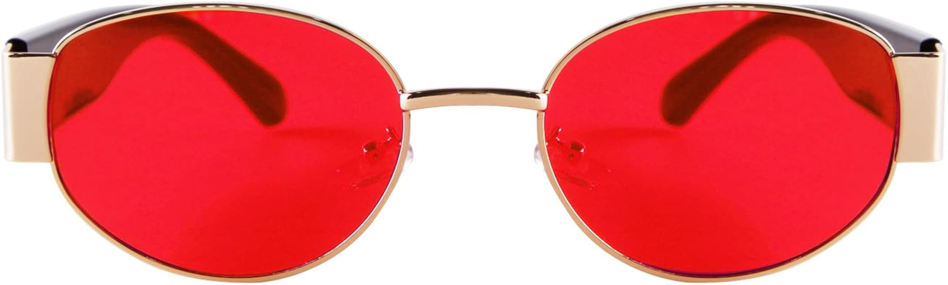 ADE WU Oval Sunglasses for Women Mens 90s Vintage Trendy Designer Glasses Gold Tone Metal Frame T... | Amazon (US)