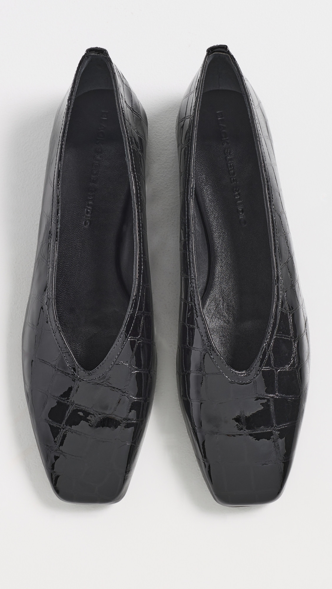 Black Suede Studio Ayra Flats Black Croc Patent Leather 35 | Shopbop
