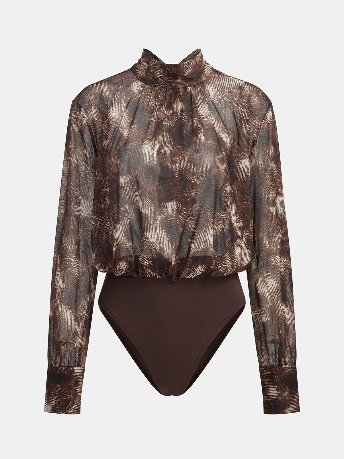 Tie-Dye Mock Neck Back Bow Detail Bodysuit | Commense