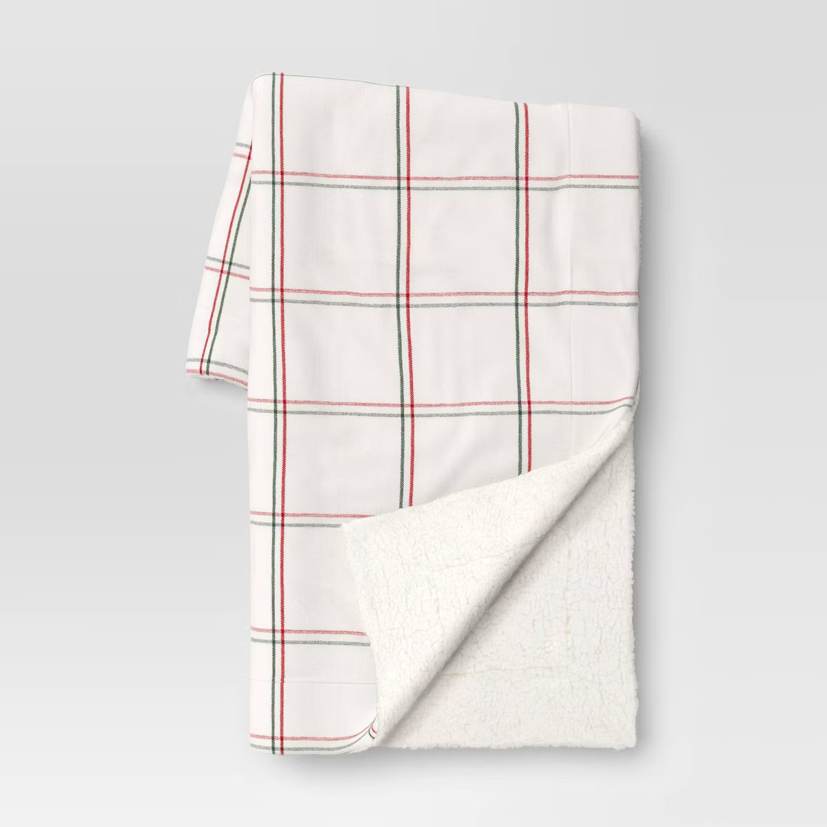 Plaid Woven Chenille Throw Blanket with Sherpa Reverse Red/Green - Threshold™ | Target