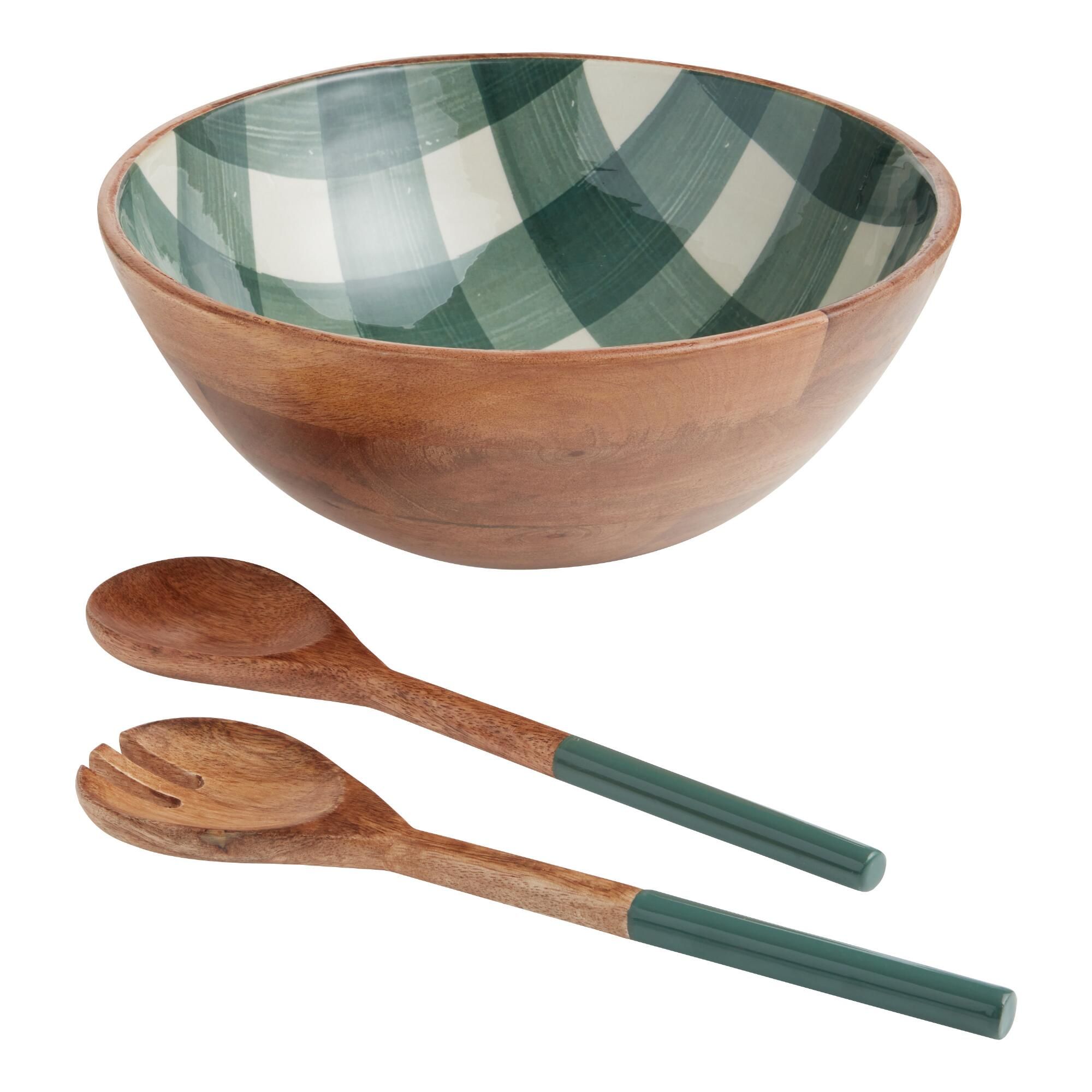 Harvest Green Enamel Wood Serveware Collection | World Market