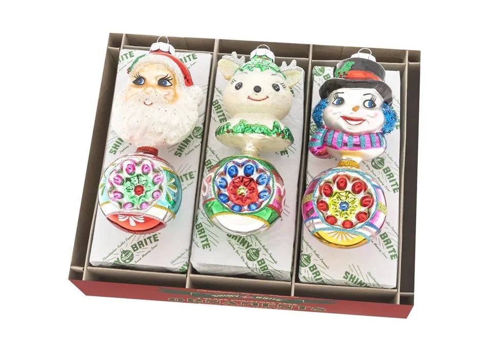 Radko Shiny Brite Set 3 Ornaments - Christmas Confetti 5.5” Figure Rounds | eBay US