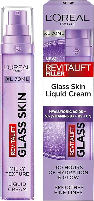 L'Oreal Paris Revitalift Filler Glass Skin Liquid Cream - Larger Size - Hybrid Milky Serum + Mois... | Amazon (UK)