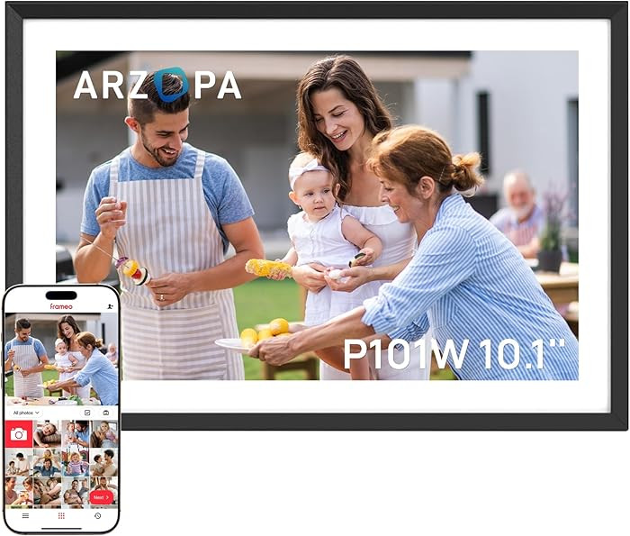 ARZOPA Frameo Digital Picture Frame 10.1 Inch Smart WiFi Digital Photo Frame 32GB with 1280x800 I... | Amazon (US)