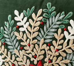 Winter Wreath Embroidered Pillow | Pottery Barn (US)