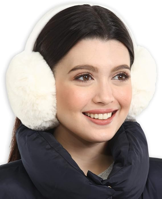 Ear Muffs for Women - Winter Ear Warmers - Soft & Warm Cable Knit Furry Fleece Earmuffs - Ear Cov... | Amazon (US)