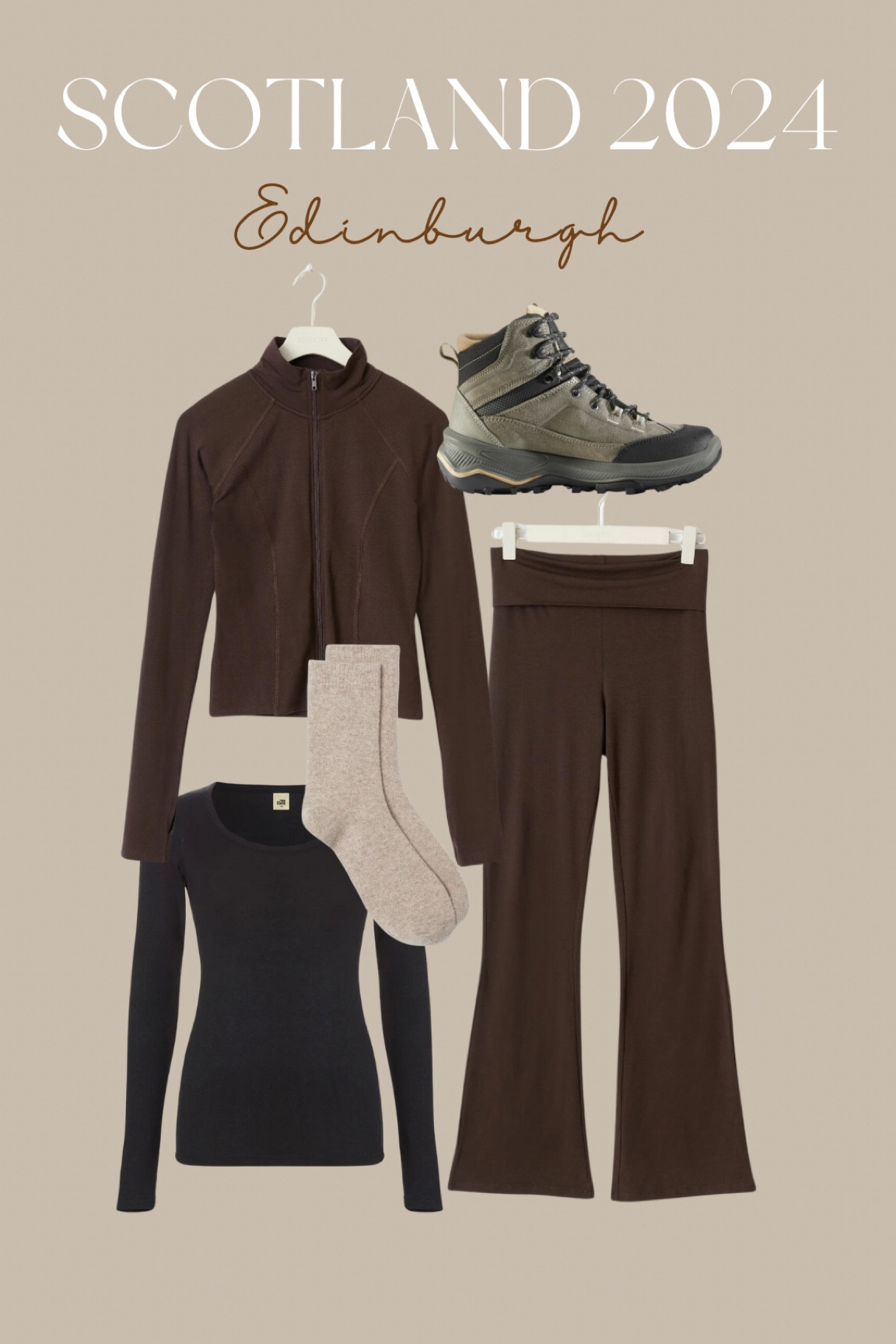 Brown sport set, brown hiking set, hiking clothing, walking shoes, hiking shoes, thermal long sleeve top

Set is from Gina Tricot

#LTKeurope #LTKshoes #LTKautumn