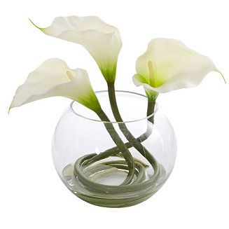 9" Calla Lily Artificial Arrangement in Rounded Glass Vase | Macys (US)